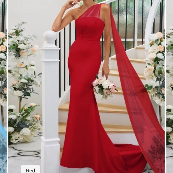 Dresses & Skirts - Red one shoulder long dress